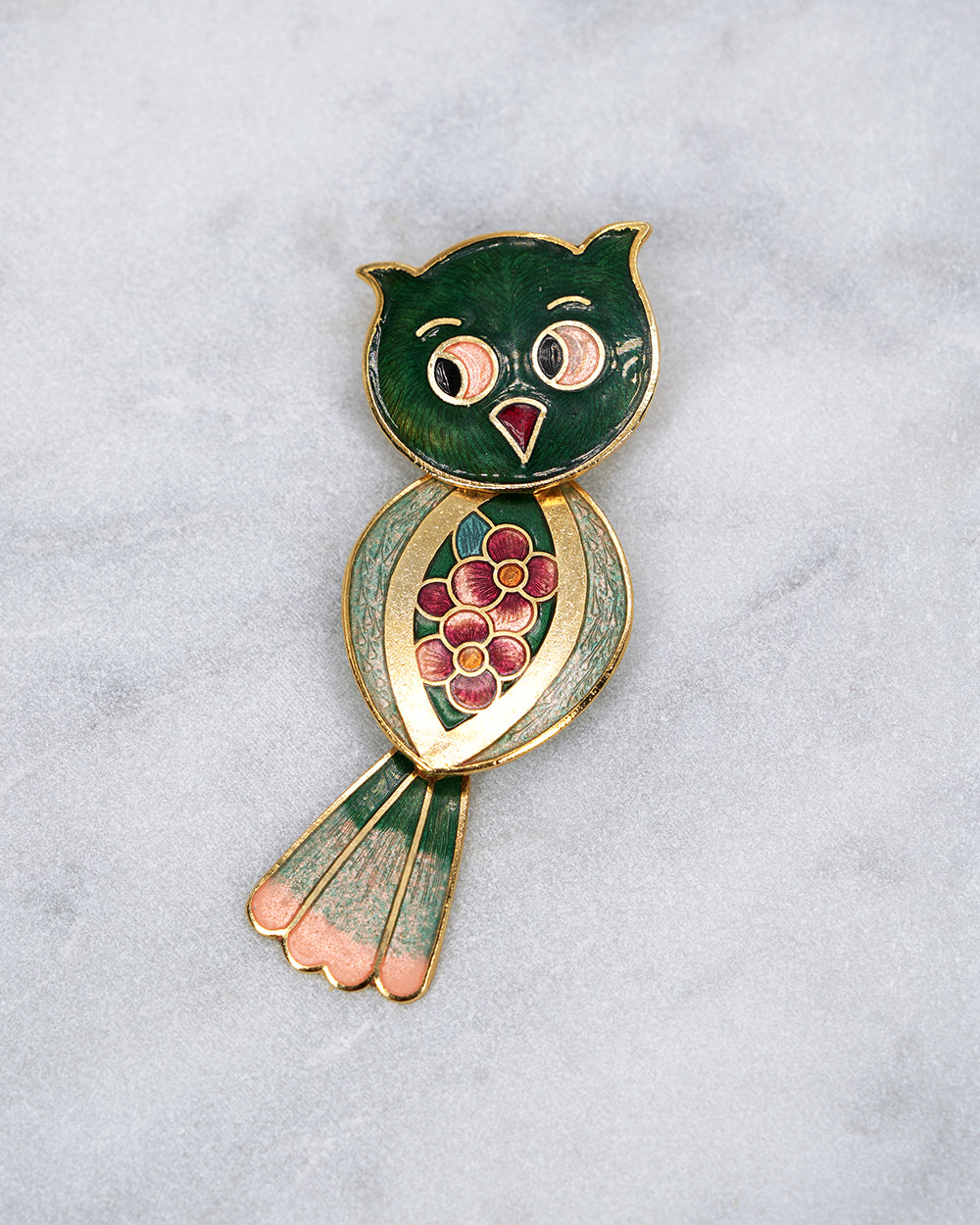Broche Chouette verte