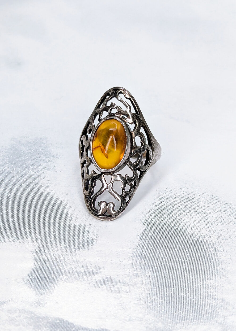 Bague Ambre Ajourée